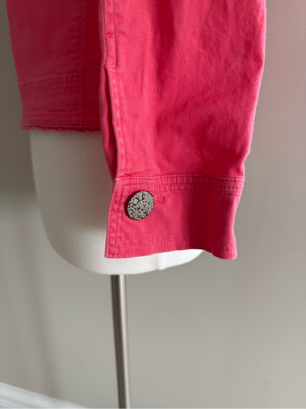 LIVE A LITTLE Denim / Twill Cotton Jacket in Salmon - Picture 8 of 12